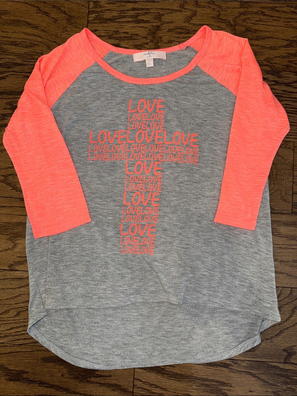 Girls' Grey & Neon Pink 'Love' Raglan Top